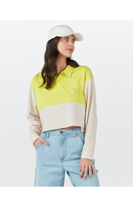 Blusa Feminina Peitilho Frontal Bicolor Em Algodão