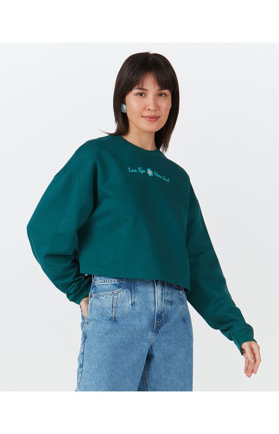 Blusão Cropped Feminino Less Ego More Soul Em Moletom Flanelado