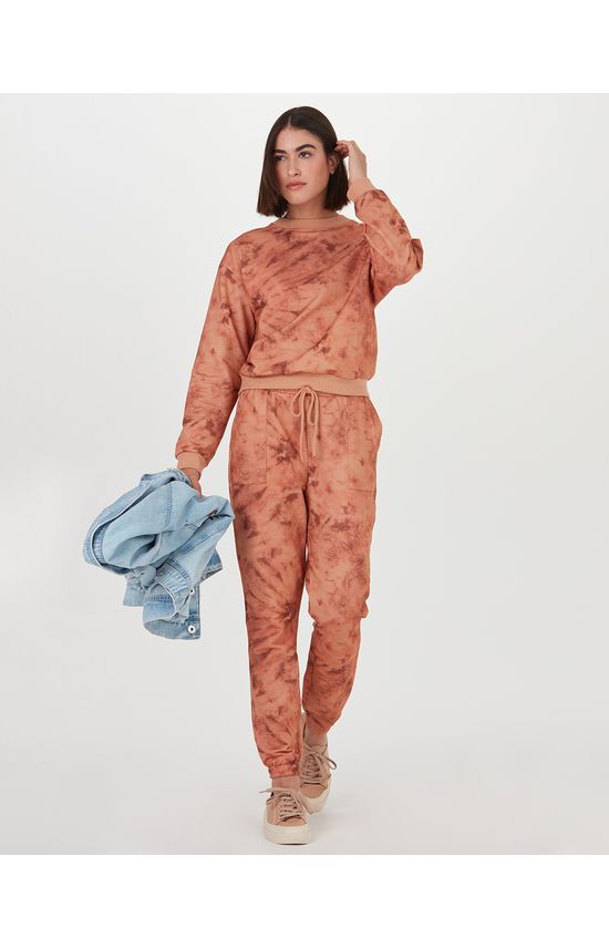Calça Jogger Feminina Tie Dye Bolso Funcional Em Moletom Sem Flanela