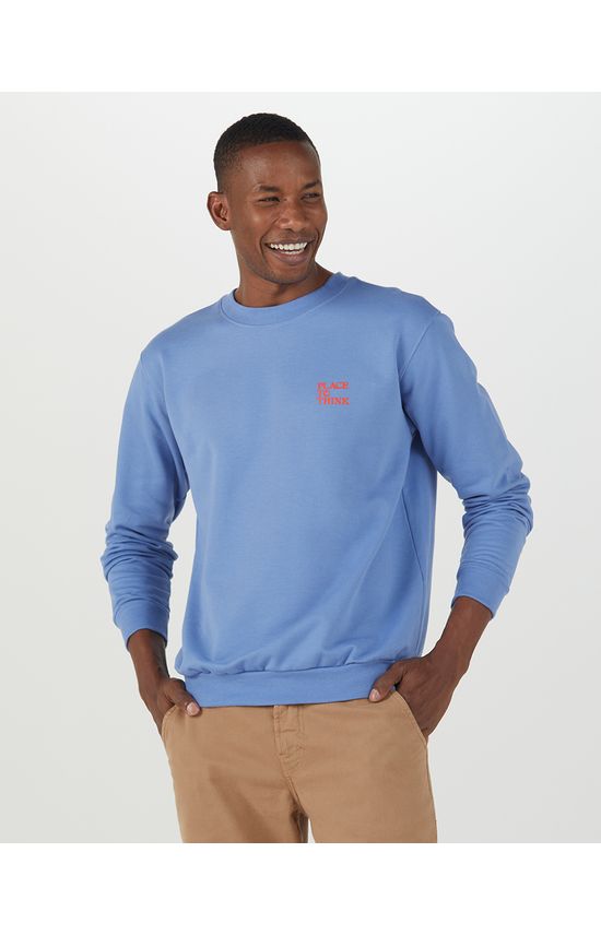 Blusão Masculino Manga Longa Place To Think Em Moletom Flanelado