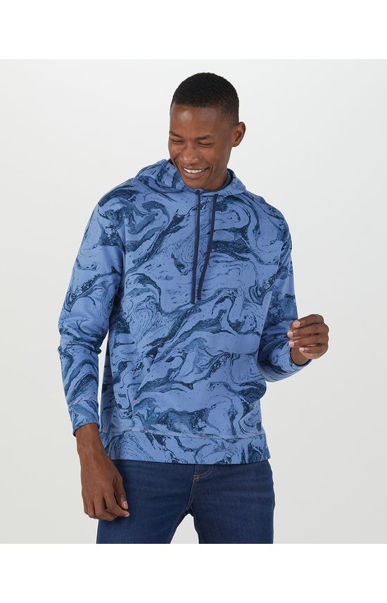 Blusão Masculino Marmorizado Com Capuz Em Moletom Flanelado