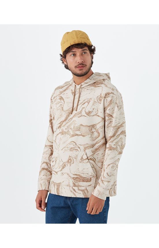 Blusão Masculino Marmorizado Com Capuz Em Moletom Flanelado