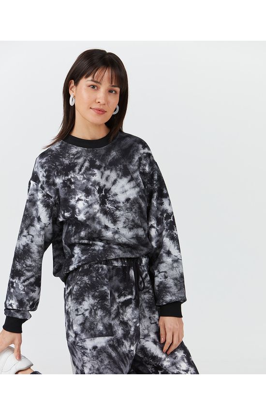 Blusão Feminino Tie Dye Manga Longa Em Moletom Sem Flanela