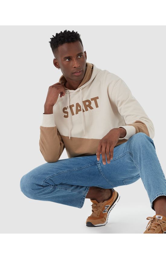 Blusão Masculino Box Bicolor Start Em Moletom Flanelado