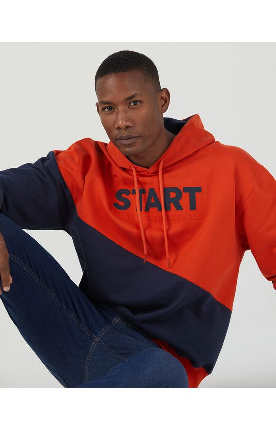 Blusão Masculino Box Bicolor Start Em Moletom Flanelado