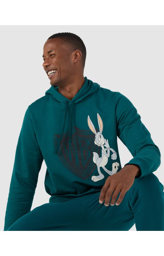 Blusão Masculino Looney Tunes Em Moletom Flanelado
