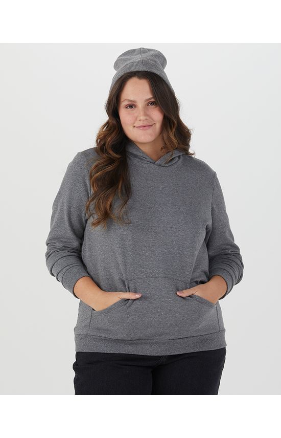 Blusão Básico Feminino Plus Size Bolso Canguru Em Moletom Stretch Flanelado