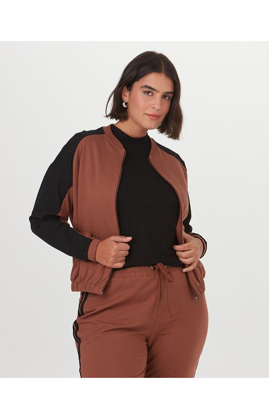 Jaqueta Bomber Feminina Plus Size Em Moletom Stretch Flanelado