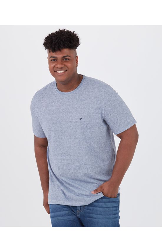 Camiseta Básica Masculina Plus Size Em Malha Mesclada Anti Odor