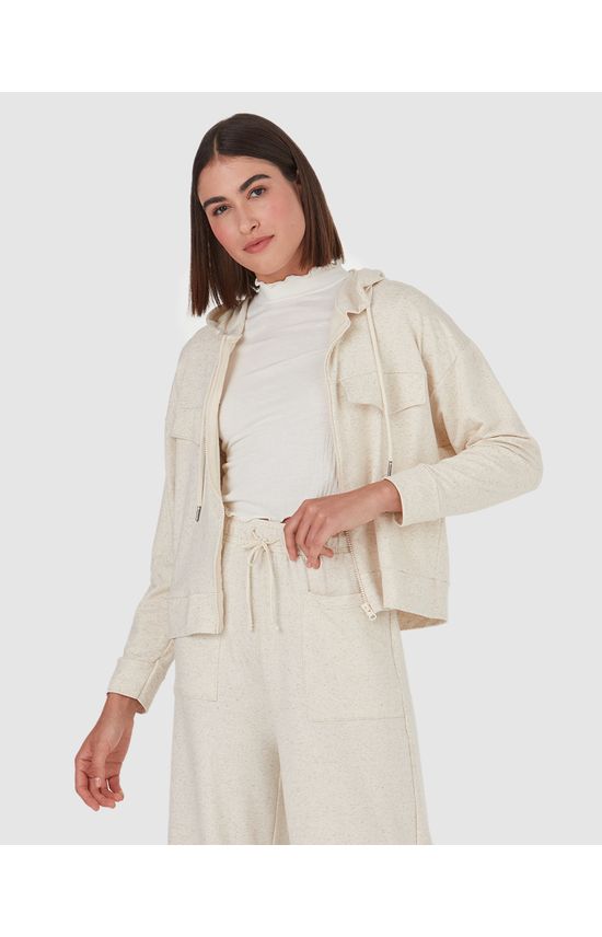 Jaqueta Feminina Lapelas Frontais Em Moletom Stretch Viscolinho