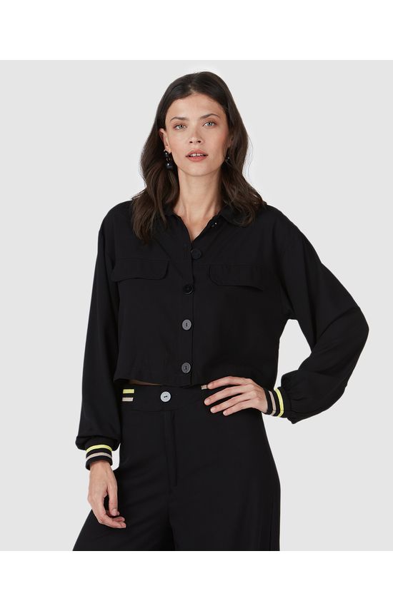 Camisa Feminina Punho Retilínea Em Viscose