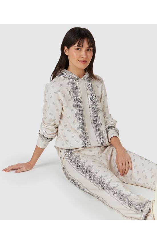 Blusão Feminino Estampa Paisley Em Moletom Sem Flanela