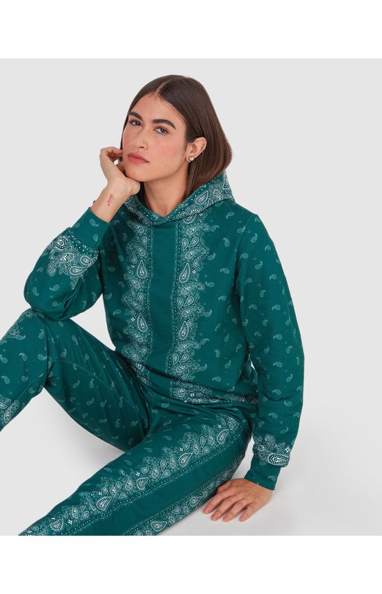 Blusão Feminino Estampa Paisley Em Moletom Sem Flanela