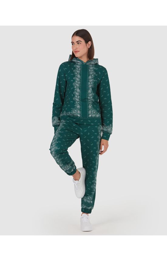 Calça Jogger Feminina Paisley Em Moletom Flanelado