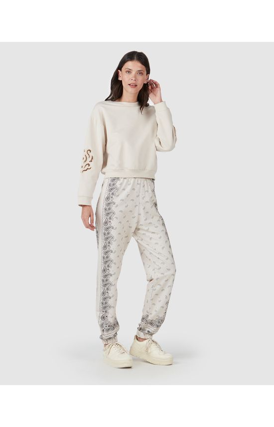 Calça Jogger Feminina Paisley Em Moletom Flanelado