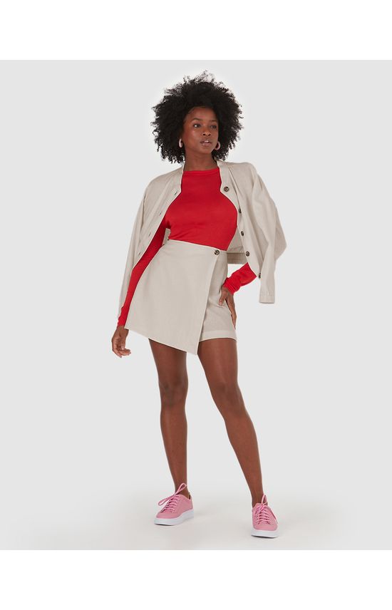 Shorts Saia Feminino Evasê Em Viscolinho