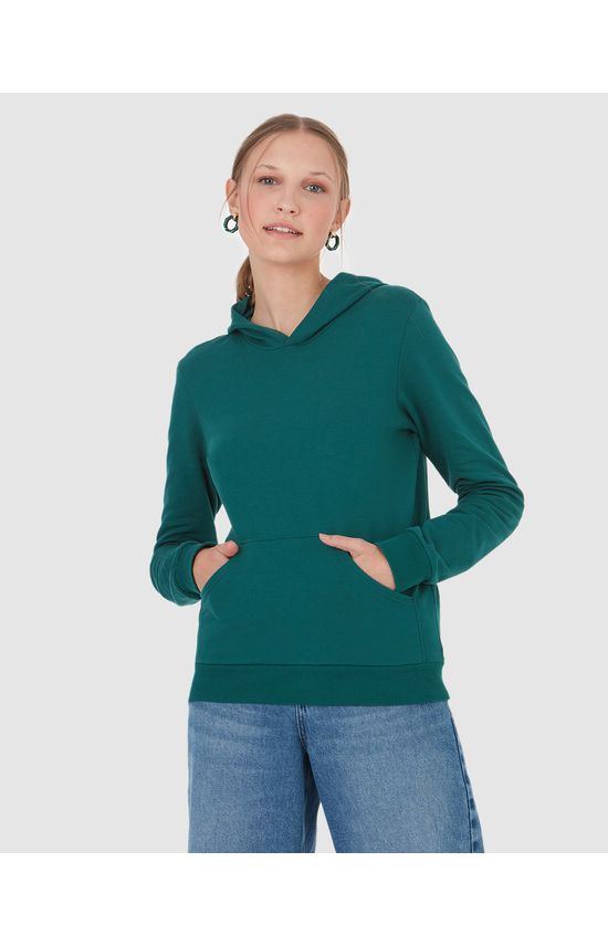 Blusão Básico Feminino Com Capuz Moletom Stretch Flanelado