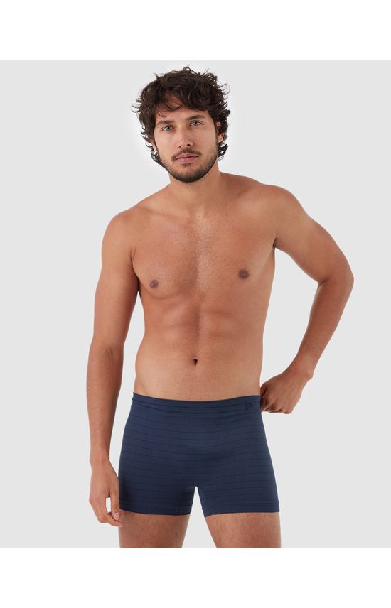 Cueca Boxer Listrada Sem Costura Em Poliamida