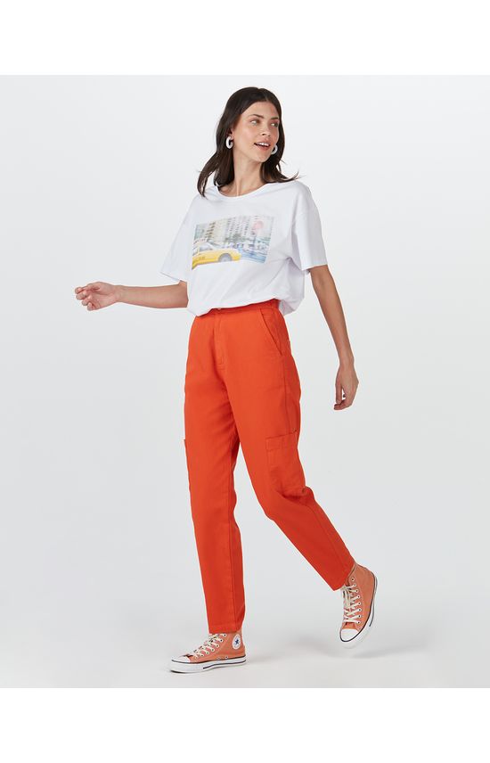 Calça Feminina Alfaiataria Bolso Lateral Em Sarja Soft