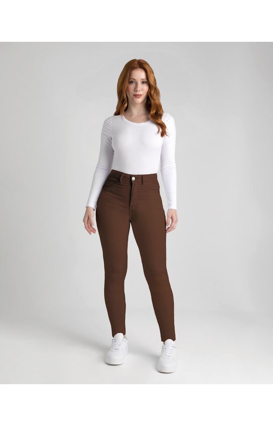 Calça Feminina Skinny Cintura Alta Em Sarja Com Elastano - ENFIM