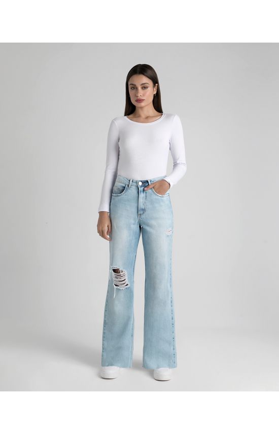 Calça Feminina Reta Anos 90 Em Jeans 100% Algodão - ENFIM