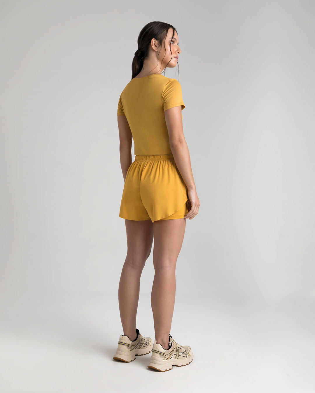 Shorts Duplo Feminino Cadarço Frontal Em Tafetá - ENFIM - Imagem 6