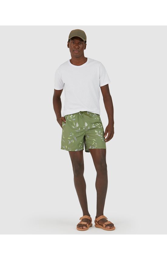 Bermuda Masculina Bolso Costas Folhagem Em Poliéster Reciclado