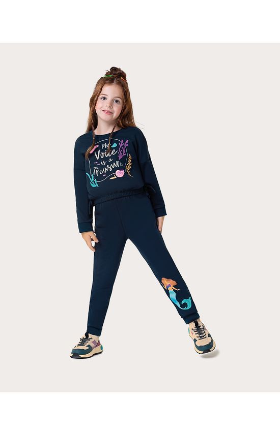 Conjunto Infantil Menina A Pequena Sereia Disney Em Moletom Malwee Kids