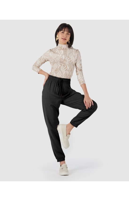 Calça Jogger Feminina Cintura Média Em Viscose