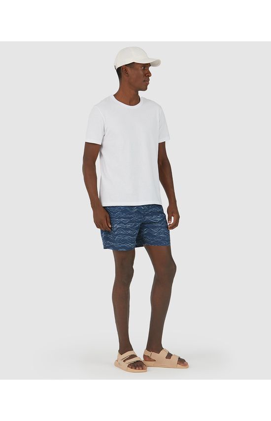 Bermuda Masculina Bolso Costas Ondas Em Poliéster Reciclado