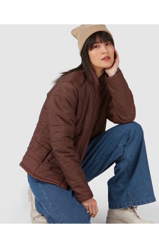 Jaqueta Básica Feminina Puffer Bolso Funcional Em Nylon