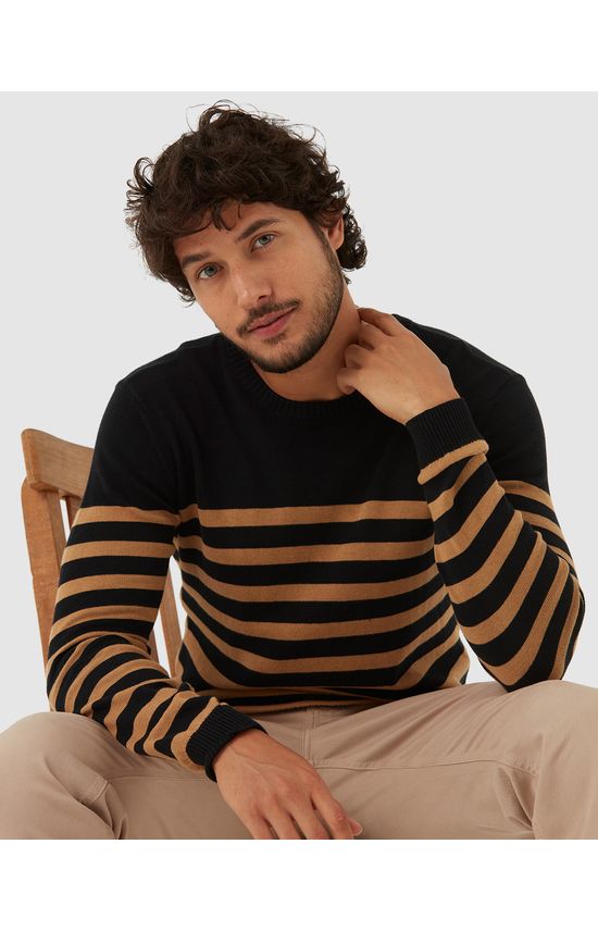Suéter Masculino Listrado Em Tricô