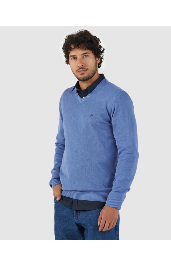 Suéter Básico Masculino Decote V Em Tricô