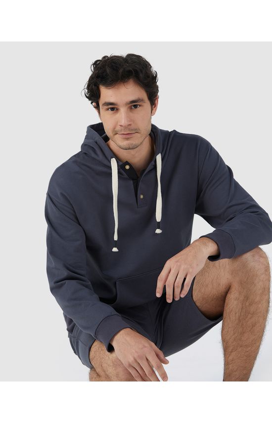 Blusão Básico Masculino Relaxed Fit Em Moletom Stretch Flanelado