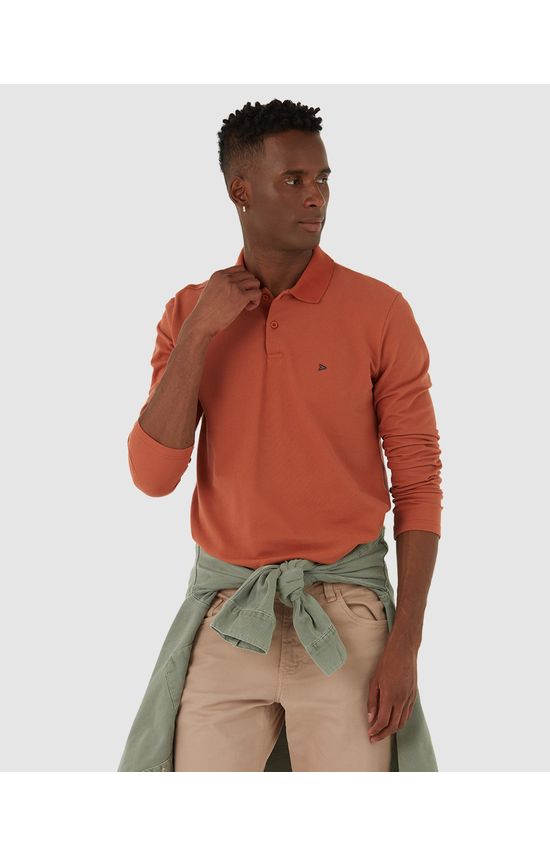 Camisa Polo Básica Masculina Manga Longa Em Piquet Premium