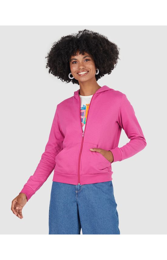 Jaqueta Básica Feminina Com Capuz Moletom Flanelado