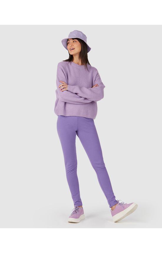 Calça Legging Básica Feminina Em Moletom Stretch Flanelado