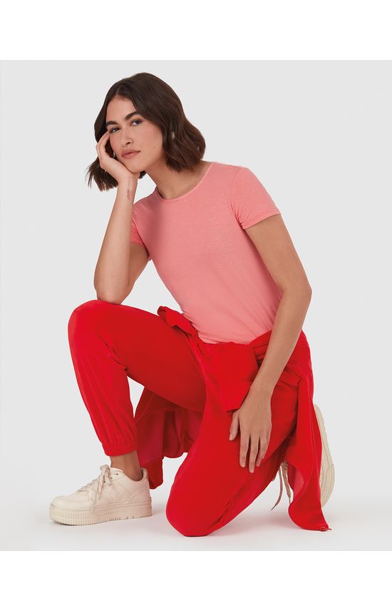 Blusa Básica Feminina Decote Redondo Em Viscose Botonê