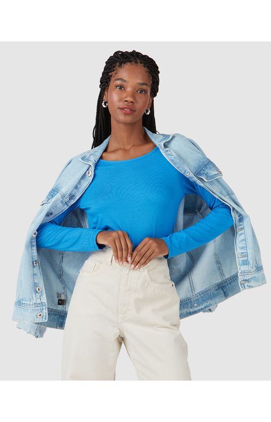 Blusa Básica Feminina Ampla Decote Canoa Em Viscose Stretch