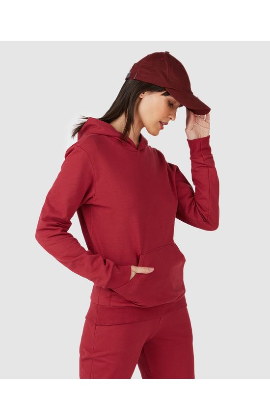 Blusão Básico Feminino Com Capuz Moletom Stretch Flanelado