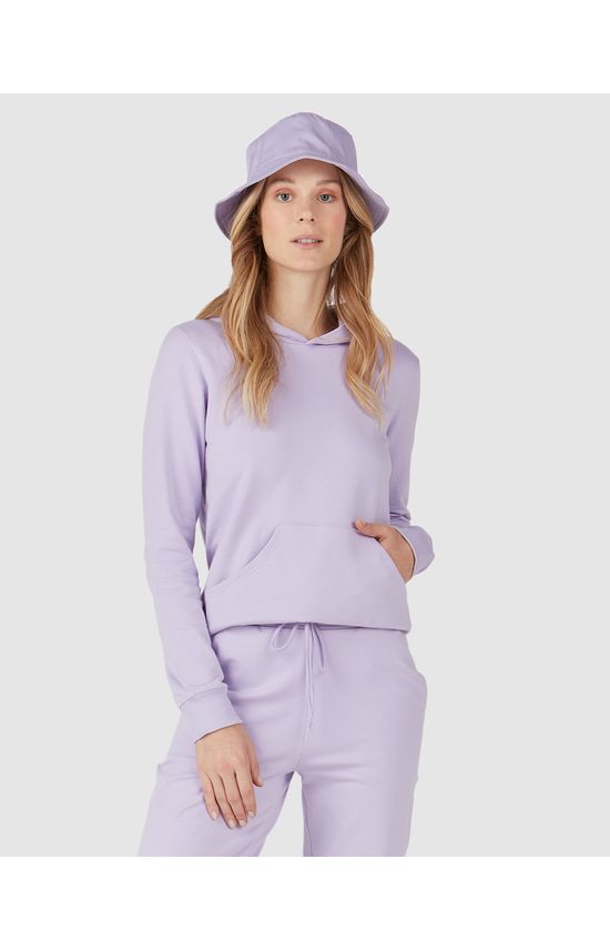 Blusão Básico Feminino Com Capuz Moletom Stretch Flanelado