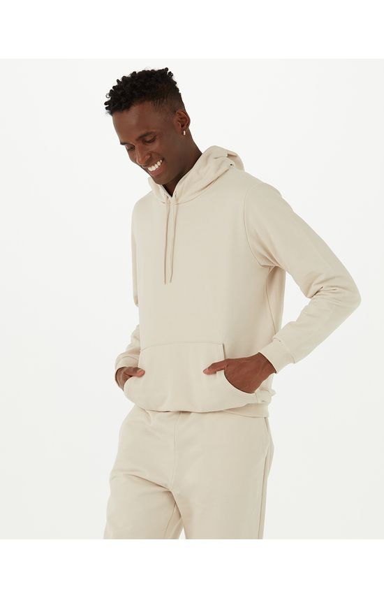 Blusão Básico Masculino Com Capuz Em Moletom Flanelado