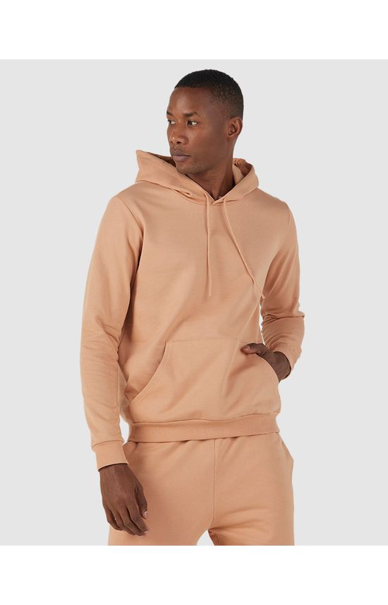 Blusão Básico Masculino Com Capuz Em Moletom Flanelado