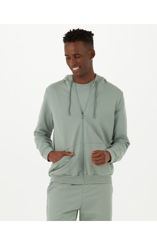 Jaqueta Básica Masculina Com Capuz Em Moletom
