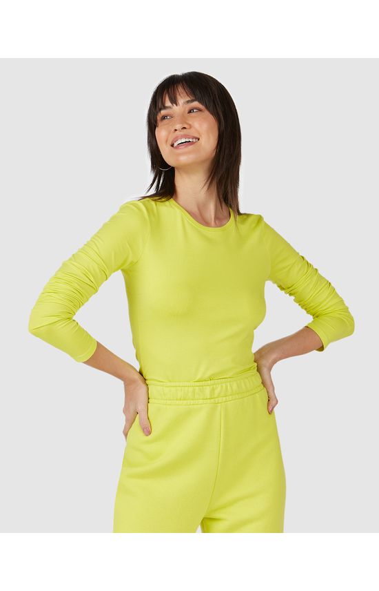Blusa Básica Feminina Decote Redondo Em Viscose Stretch