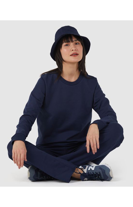 Blusão Básico Feminino Manga Longa Em Moletom Stretch