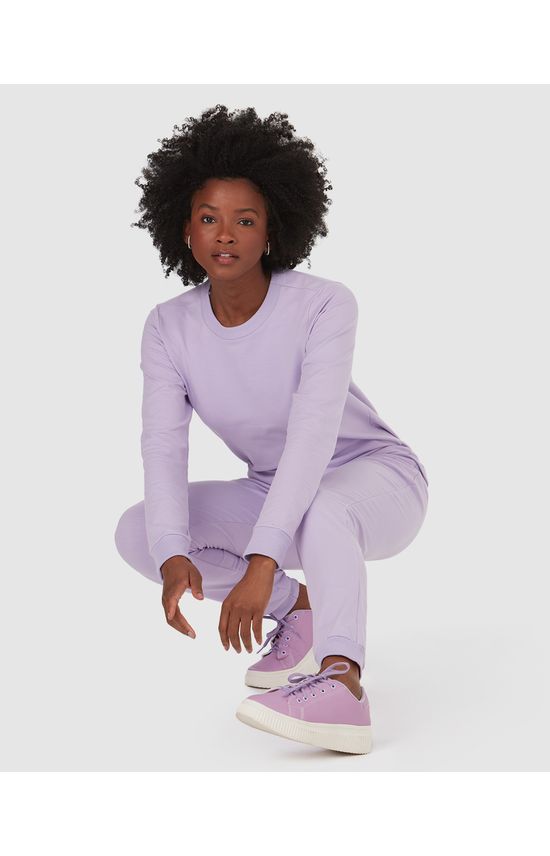 Blusão Básico Feminino Manga Longa Em Moletom Stretch