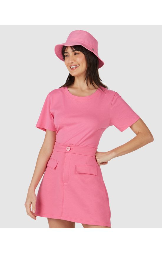 Blusa Básica Feminina Decote Redondo Com Pesponto Em Algodão