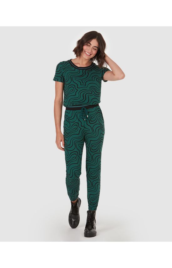 Calça Feminina Jogger Estampada Em Moletinho De Viscose