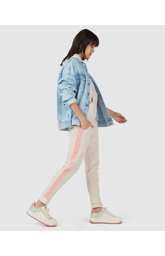 Calça Básica Feminina Recorte Lateral Em Plush Navalhado